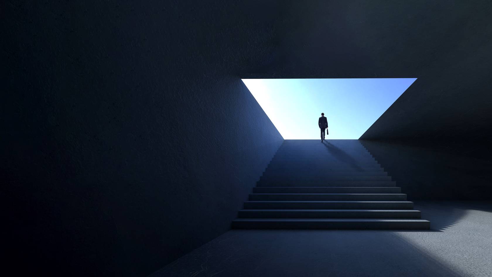 Digitalisierung im Baugewerbe Person auf Treppe